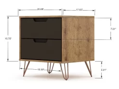 Rockefeller 2.0 Mid Century- Modern Nightstand With 2-Drawer In Nature And Textured Grey - Manhattan Comfort 102GMC7 -Home Haven Deals 65 102gmc7 c