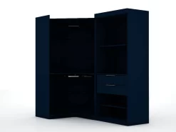 Mulberry Open 2 Sectional Modern Corner Wardrobe Closet With 2 Drawers- Set Of 2 In Tatiana Midnight Blue - Manhattan Comfort 110GMC4