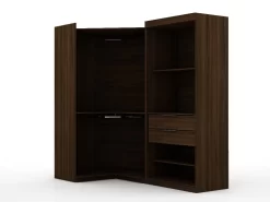Mulberry Open 2 Sectional Modern Corner Wardrobe Closet With 2 Drawers- Set Of 2 In Brown - Manhattan Comfort 110GMC5