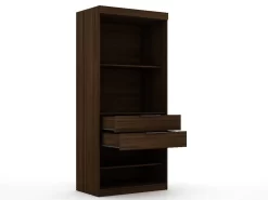 Mulberry Open 2 Sectional Modern Corner Wardrobe Closet With 2 Drawers- Set Of 2 In Brown - Manhattan Comfort 110GMC5 -Home Haven Deals 65 110gmc5 d