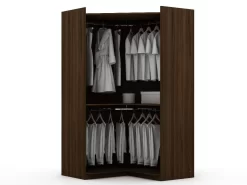 Mulberry Open 2 Sectional Modern Corner Wardrobe Closet With 2 Drawers- Set Of 2 In Brown - Manhattan Comfort 110GMC5 -Home Haven Deals 65 110gmc5 f