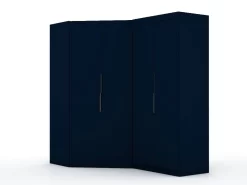 Mulberry 3.0 Sectional Modern Corner Wardrobe Closet With 2 Drawers - Set Of 2 In Tatiana Midnight Blue - Manhattan Comfort 117GMC4