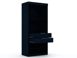 Mulberry 3.0 Sectional Modern Corner Wardrobe Closet With 2 Drawers - Set Of 2 In Tatiana Midnight Blue - Manhattan Comfort 117GMC4 -Home Haven Deals 65 117gmc4 d