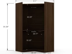 Mulberry 3.0 Sectional Modern Corner Wardrobe Closet With 2 Drawers - Set Of 2 In Brown - Manhattan Comfort 117GMC5 -Home Haven Deals 65 117gmc5 g