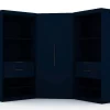 Mulberry 2.0 Semi Open 3 Sectional Modern Wardrobe Corner Closet With 4 Drawers - Set Of 3 In Tatiana Midnight Blue - Manhattan Comfort 118GMC4