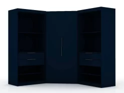 Mulberry 2.0 Semi Open 3 Sectional Modern Wardrobe Corner Closet With 4 Drawers - Set Of 3 In Tatiana Midnight Blue - Manhattan Comfort 118GMC4