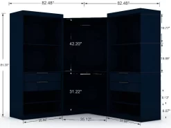 Mulberry 2.0 Semi Open 3 Sectional Modern Wardrobe Corner Closet With 4 Drawers - Set Of 3 In Tatiana Midnight Blue - Manhattan Comfort 118GMC4 -Home Haven Deals 65 118gmc4 d