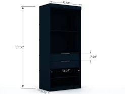 Mulberry 2.0 Semi Open 3 Sectional Modern Wardrobe Corner Closet With 4 Drawers - Set Of 3 In Tatiana Midnight Blue - Manhattan Comfort 118GMC4 -Home Haven Deals 65 118gmc4 f
