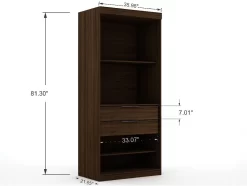 Mulberry 3.0 Sectional Modern Wardrobe Corner Closet With 4 Drawers - Set Of 3 In Brown - Manhattan Comfort 119GMC5 -Home Haven Deals 65 119gmc5 e