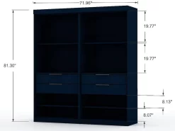 Mulberry 2 Sectional Modern Wardrobe Closet With 4 Drawers - Set Of 2 In Tatiana Midnight Blue - Manhattan Comfort 121GMC4 -Home Haven Deals 65 121gmc4 c