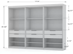 Mulberry 2.0 Modern 3 Sectional Wardrobe Closet With 6 Drawers - Set Of 3 In White - Manhattan Comfort 124GMC1 -Home Haven Deals 65 124gmc1 c