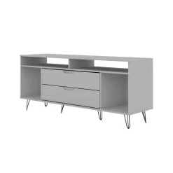 Rockefeller 62.99 TV Stand With Metal Legs And 2 Drawers In White - Manhattan Comfort 65-130GMC1 -Home Haven Deals 65 130gmc1 6