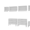 Rockefeller 7-Piece Open Wardrobe With Aluminum Hanging Rods And Dressers In White - Manhattan Comfort 65-148GMC1