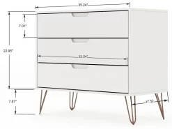 Rockefeller 7-Piece Open Wardrobe With Aluminum Hanging Rods And Dressers In White - Manhattan Comfort 65-148GMC1 -Home Haven Deals 65 148gmc1 4