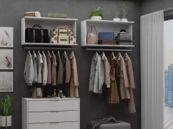 Rockefeller 4-Piece TV Stand Living Room Set With Floating Décor Shelf, Dresser And Bookcase In White - Manhattan Comfort 65-152GMC1 -Home Haven Deals 65 152gmc1 9