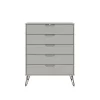 Rockefeller 5-Drawer Tall Dresser With Metal Legs In Off White And Nature - Manhattan Comfort 154GMC8