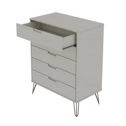 Rockefeller 5-Drawer Tall Dresser With Metal Legs In Off White And Nature - Manhattan Comfort 154GMC8 -Home Haven Deals 65 154gmc8 4