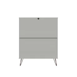 Rockefeller 5-Drawer Tall Dresser With Metal Legs In Off White And Nature - Manhattan Comfort 154GMC8 -Home Haven Deals 65 154gmc8 8