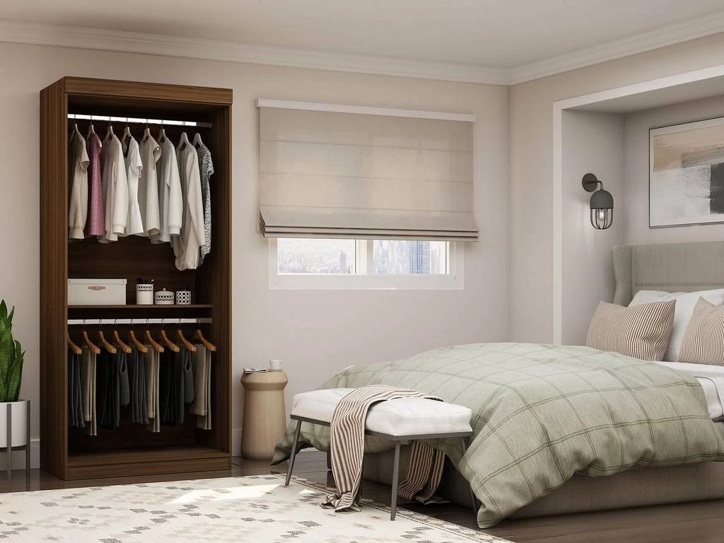 Mulberry 35.9 Open Double Hanging Modern Wardrobe Closet With 2 Hanging Rods In Brown - Manhattan Comfort 161GMC5 2 Mulberry 35.9 Open Double Hanging Modern Wardrobe Closet With 2 Hanging Rods In Brown - Manhattan Comfort 161GMC5 - Image 2