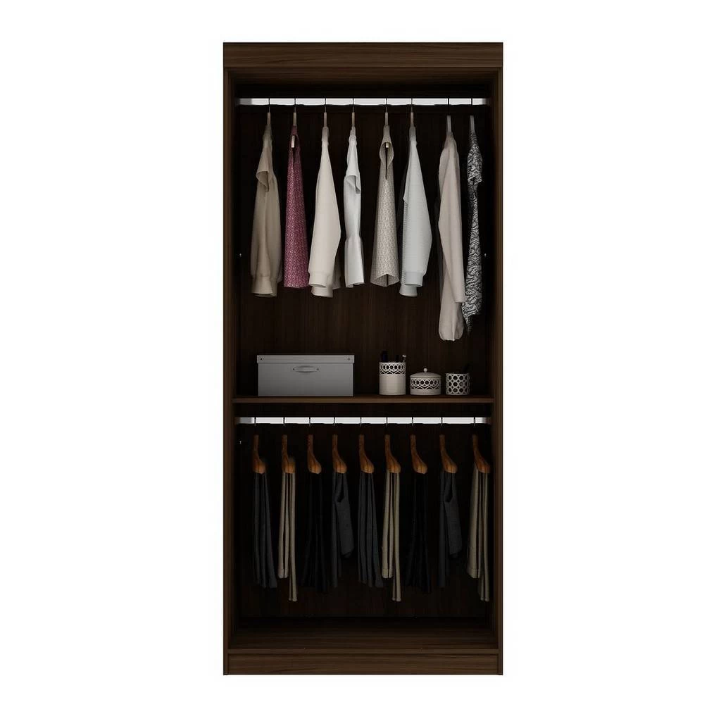 Mulberry 35.9 Open Double Hanging Modern Wardrobe Closet With 2 Hanging Rods In Brown - Manhattan Comfort 161GMC5 4 Mulberry 35.9 Open Double Hanging Modern Wardrobe Closet With 2 Hanging Rods In Brown - Manhattan Comfort 161GMC5 - Image 4