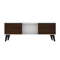 Doyers 53.15 Mid Century Modern TV Stand In White And Nut Brown - Manhattan Comfort 174AMC188