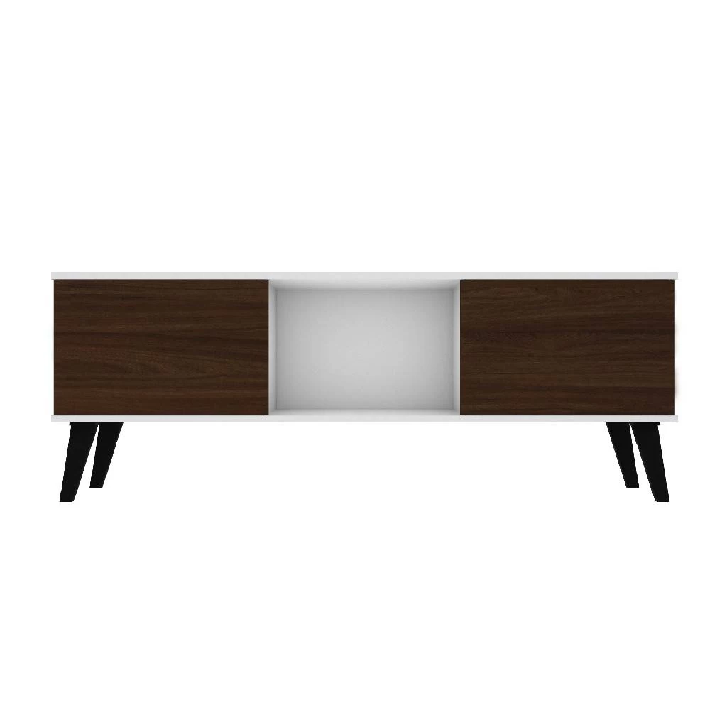 Doyers 53.15 Mid Century Modern TV Stand In White And Nut Brown - Manhattan Comfort 174AMC188 1 Doyers 53.15 Mid Century Modern TV Stand In White And Nut Brown - Manhattan Comfort 174AMC188