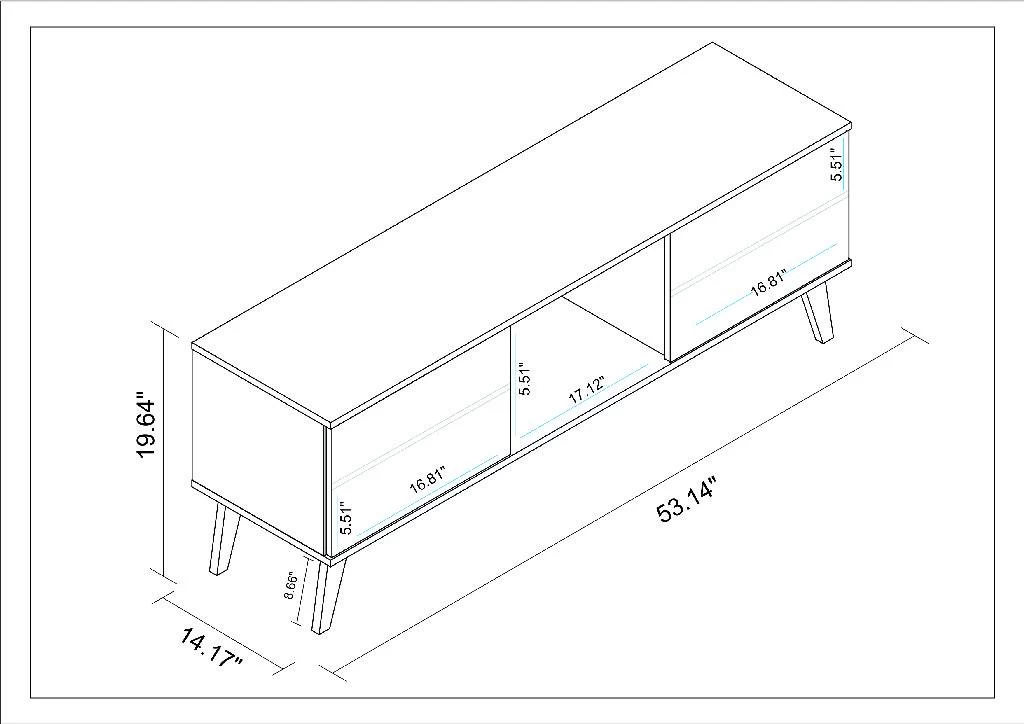 Doyers 53.15 Mid Century Modern TV Stand In White And Nut Brown - Manhattan Comfort 174AMC188 3 Doyers 53.15 Mid Century Modern TV Stand In White And Nut Brown - Manhattan Comfort 174AMC188 - Image 3