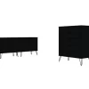 Rockefeller 5-Drawer And 6-Drawer Black Dresser Set - Manhattan Comfort 176GMC2