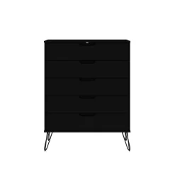 Rockefeller 5-Drawer And 6-Drawer Black Dresser Set - Manhattan Comfort 176GMC2 -Home Haven Deals 65 176gmc2 5