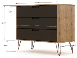 Rockefeller 3-Piece Nature And Textured Grey Dresser And Nightstand Set - Manhattan Comfort 177GMC7 -Home Haven Deals 65 177gmc7 4