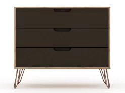 Rockefeller 3-Piece Nature And Textured Grey Dresser And Nightstand Set - Manhattan Comfort 177GMC7 -Home Haven Deals 65 177gmc7 7
