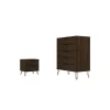 Rockefeller Brown 5-Drawer Dresser And 2-Drawer Nightstand Set - Manhattan Comfort 179GMC5