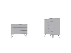 Rockefeller 5-Drawer And 3-Drawer White Dresser Set - Manhattan Comfort 180GMC1