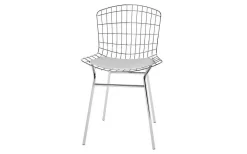 Madeline Metal Chair With Seat Cushion In Silver And White - Manhattan Comfort 65-197AMC2