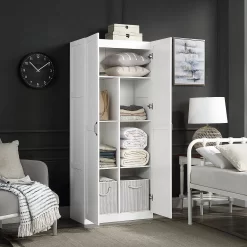 Hopkins Modern Freestanding Storage Closet With 7 Shelves In White - Manhattan Comfort 2GLF-WH -Home Haven Deals 65 2glf wh 4