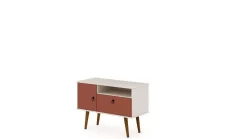 Tribeca 35.43 Mid Century Modern TV Stand With Solid Wood Legs In Off White And Terra Orange Pink - Manhattan Comfort 5PMC85 14 Tribeca 35.43 Mid Century Modern TV Stand With Solid Wood Legs In Off White And Terra Orange Pink - Manhattan Comfort 5PMC85 -Home Haven Deals 65 5pmc85 e