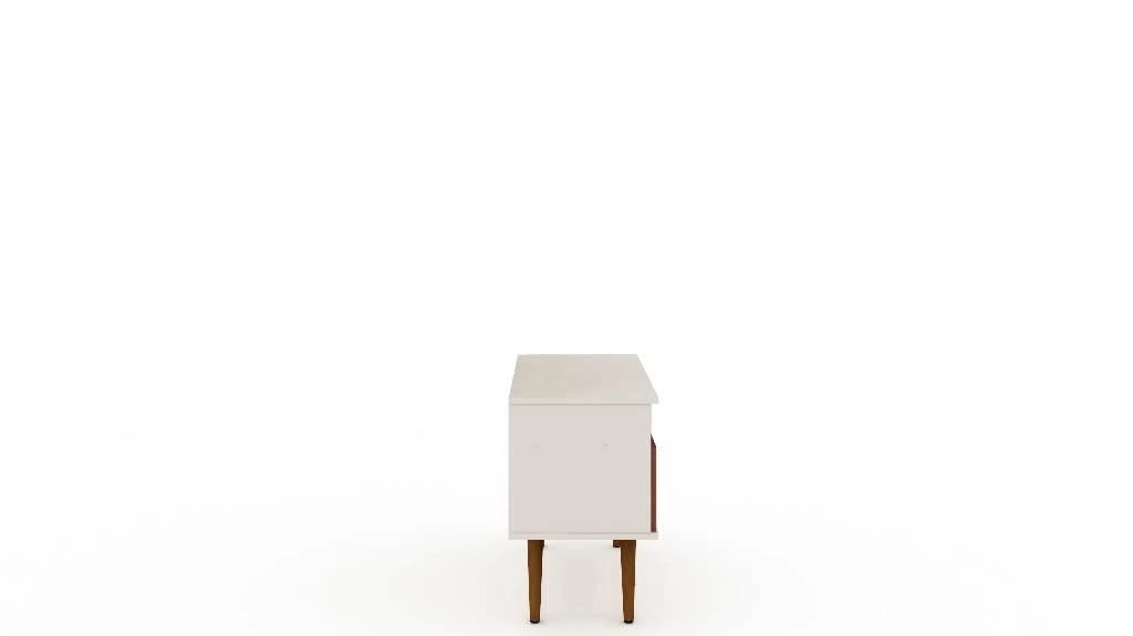 Tribeca 35.43 Mid Century Modern TV Stand With Solid Wood Legs In Off White And Terra Orange Pink - Manhattan Comfort 5PMC85 6 Tribeca 35.43 Mid Century Modern TV Stand With Solid Wood Legs In Off White And Terra Orange Pink - Manhattan Comfort 5PMC85 - Image 6