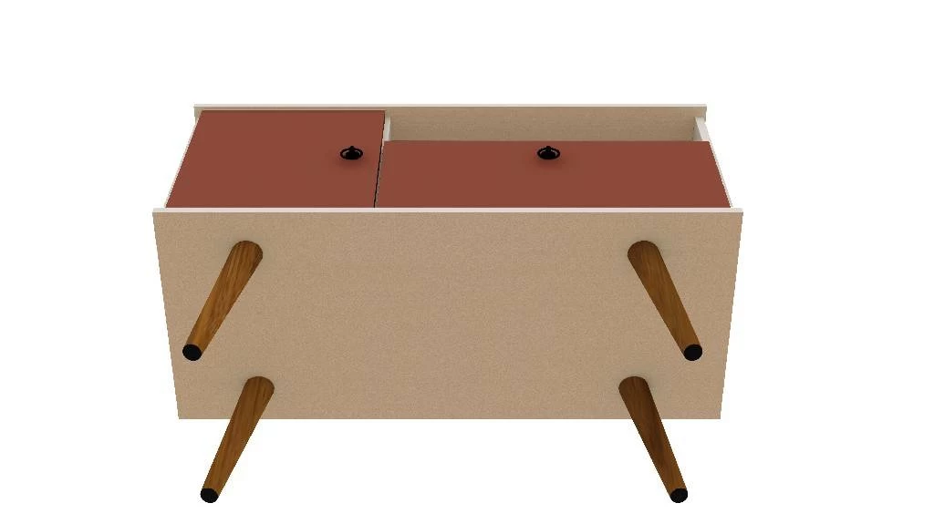 Tribeca 35.43 Mid Century Modern TV Stand With Solid Wood Legs In Off White And Terra Orange Pink - Manhattan Comfort 5PMC85 10 Tribeca 35.43 Mid Century Modern TV Stand With Solid Wood Legs In Off White And Terra Orange Pink - Manhattan Comfort 5PMC85 - Image 10