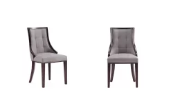 Fifth Avenue Faux Leather Dining Chair In Grey And Walnut (Set Of 2) - Manhattan Comfort DC008-GY