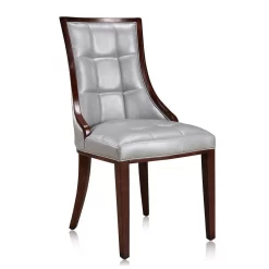 Fifth Avenue Silver And Walnut Faux Leather Dining Chair (Set Of Two) - Manhattan Comfort DC008-SV -Home Haven Deals 65 dc008 sv 5