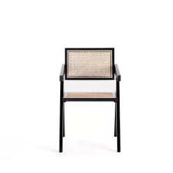 Hamlet Dining Arm Chair In Black And Natural Cane - Manhattan Comfort 65-DCCA09-BK -Home Haven Deals 65 dcca09 bk 4