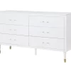 Stanton Modern Dresser With 6 Full Extension Drawers And Solid Wood Legs In White - Manhattan Comfort DR-CHKD0602-WH