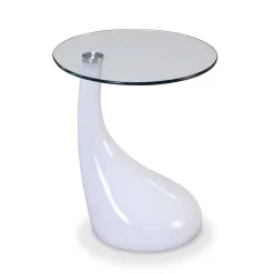 Lava 19.7 In. White Glass Top Accent Table - Manhattan Comfort ET003-WH