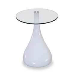 Lava 19.7 In. White Glass Top Accent Table - Manhattan Comfort ET003-WH -Home Haven Deals 65 et003 wh 4