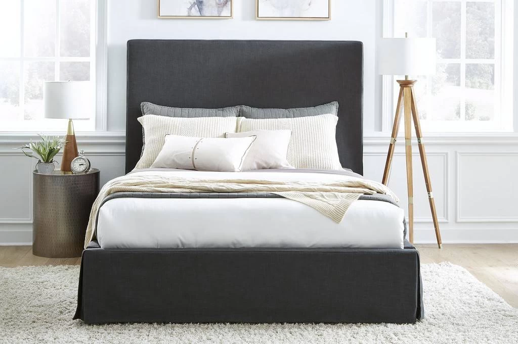 Cheviot California King-Size Upholsterd Skirted Panel Bed In Iron - Modus CBB3H63 2 Cheviot California King-Size Upholsterd Skirted Panel Bed In Iron - Modus CBB3H63 - Image 2