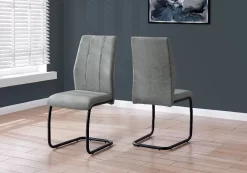 Dining Chair / Set Of 2 / Side / Upholstered / Kitchen / Dining Room / Fabric / Metal / Grey / Black / Contemporary / Modern - Monarch Specialties I 1113