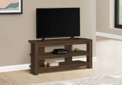 TV STAND - 42"L - DARK WALNUT CORNER - Monarch Specialties I 2505