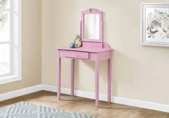 Vanity / Desk / Makeup Table / Organizer / Dressing Table / Bedroom / Wood / Laminate / Pink / Contemporary / Modern - Monarch Specialties I 3328