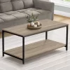 COFFEE TABLE - 40"L - DARK TAUPE - BLACK METAL - Monarch Specialties I 3802