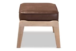 Baxton Studio Sigrid Mid-Century Modern Dark Brown Faux Leather Effect Fabric Upholstered Antique Oak Finished Wood Ottoman - Wholesale Interiors Sigrid-Dark Brown/Antique Oak-Otto -Home Haven Deals 7 2 2195 sigrid darkbrown antiqueoak otto 4 2